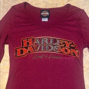 Women’s Harley-Davidson long sleeve, SZ XS, Maroon